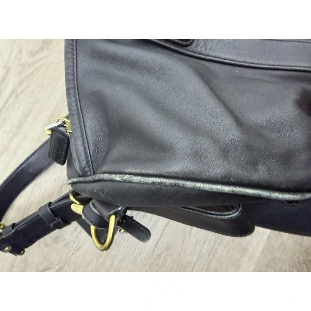 COACH OLD COACH 2-Way Boston Bag Black Leather Shoulder Duffle Vintage 0595